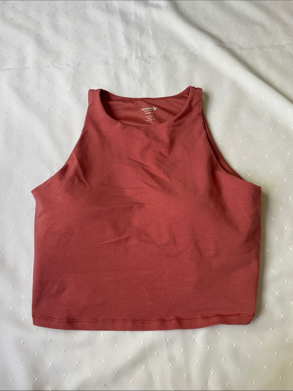 Old Navy Powerchill Cropped Tank Top with Built in Bra- Muted Brick Red